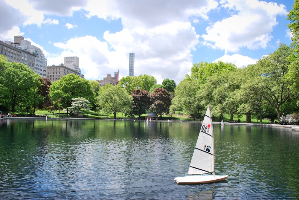 a sailboat on a lake