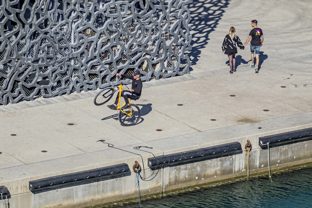 a person riding a bike on a ramp