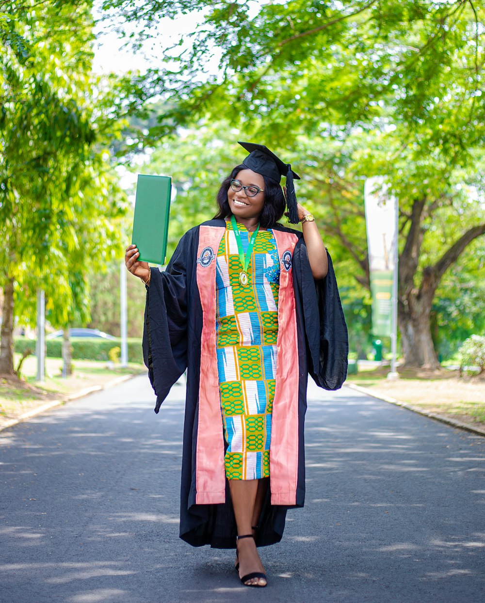 a person in a colorful dress