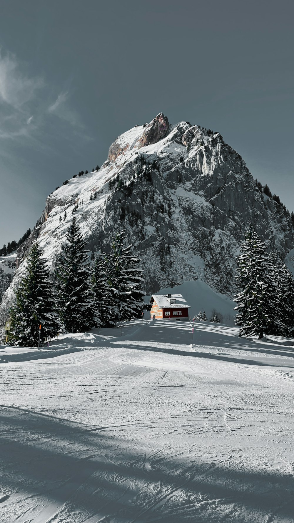 a house on a snowy mountain