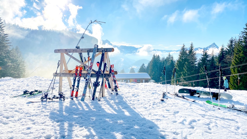 a ski lift with skis