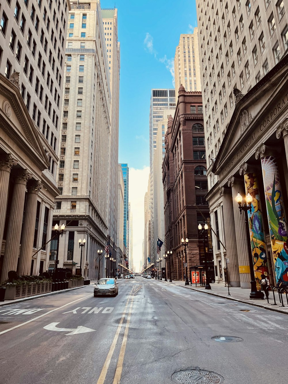 a street with tall buildings on either side of it