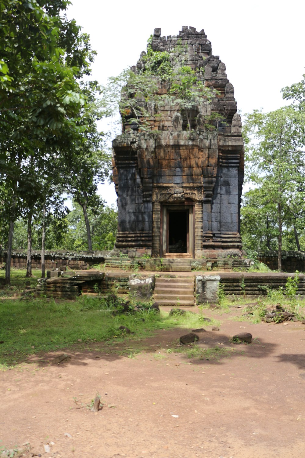 a stone building with a door