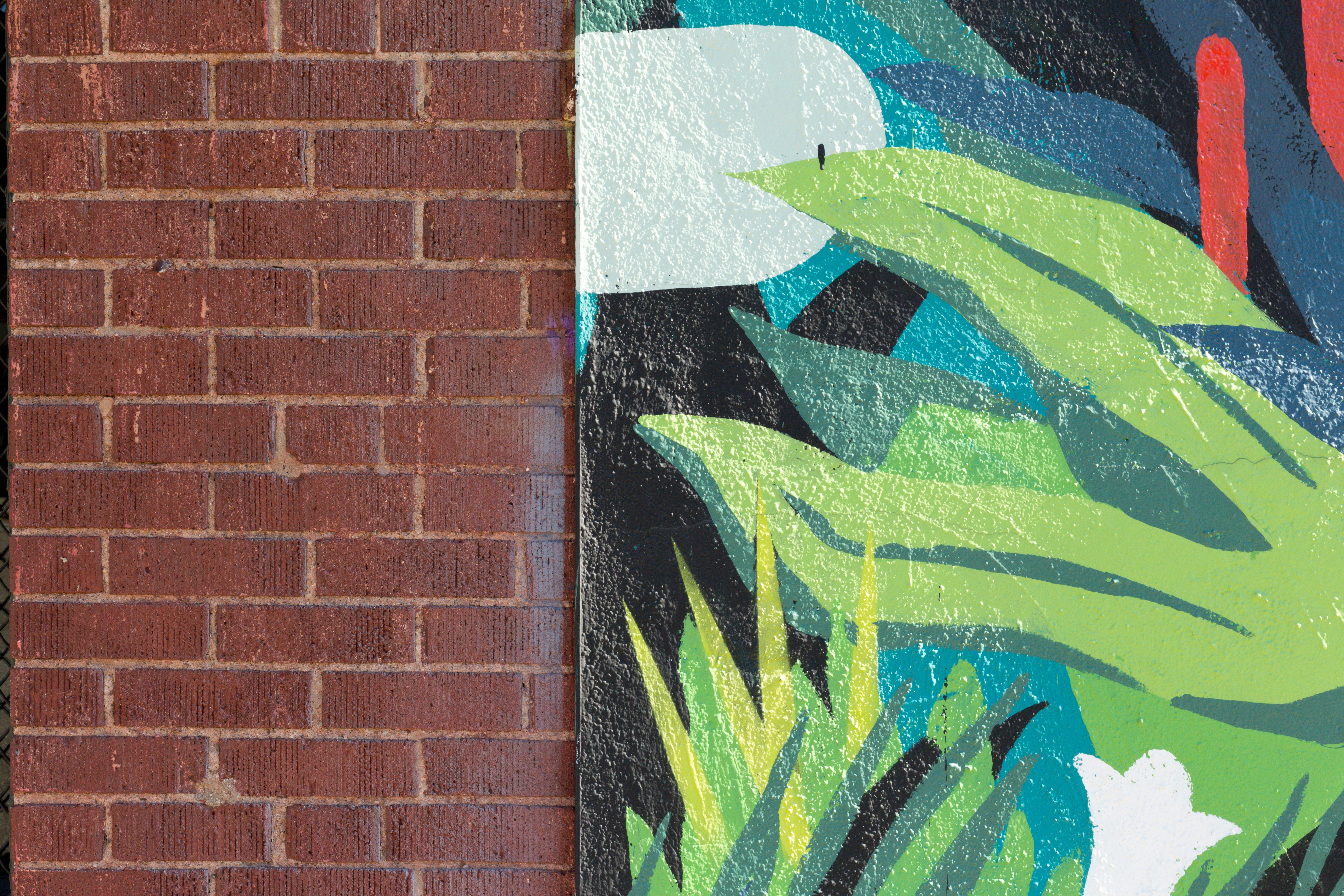 a flag on a brick wall