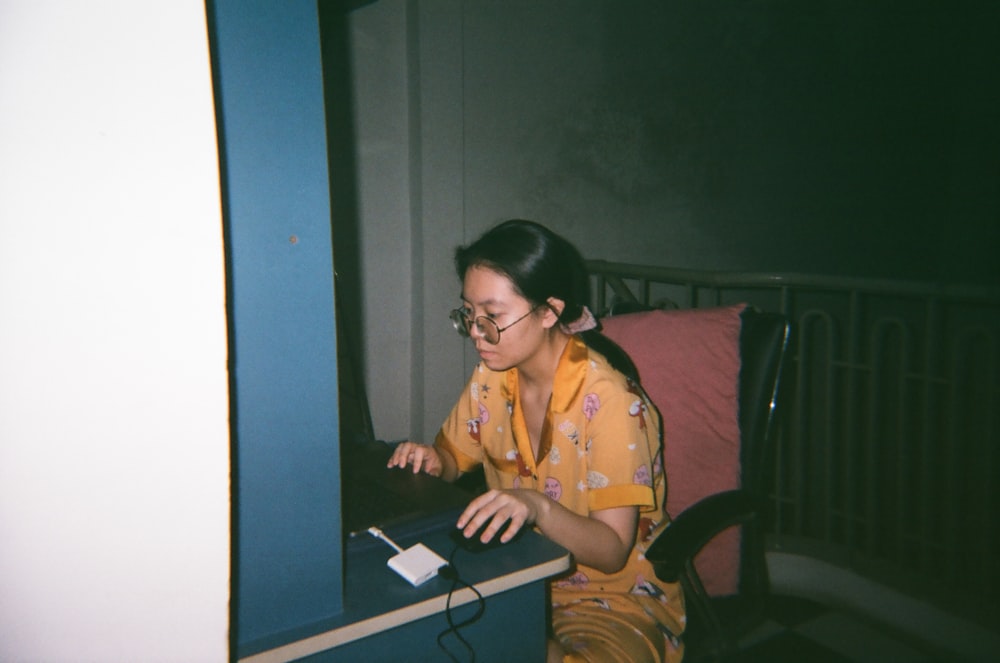 a person sitting at a desk
