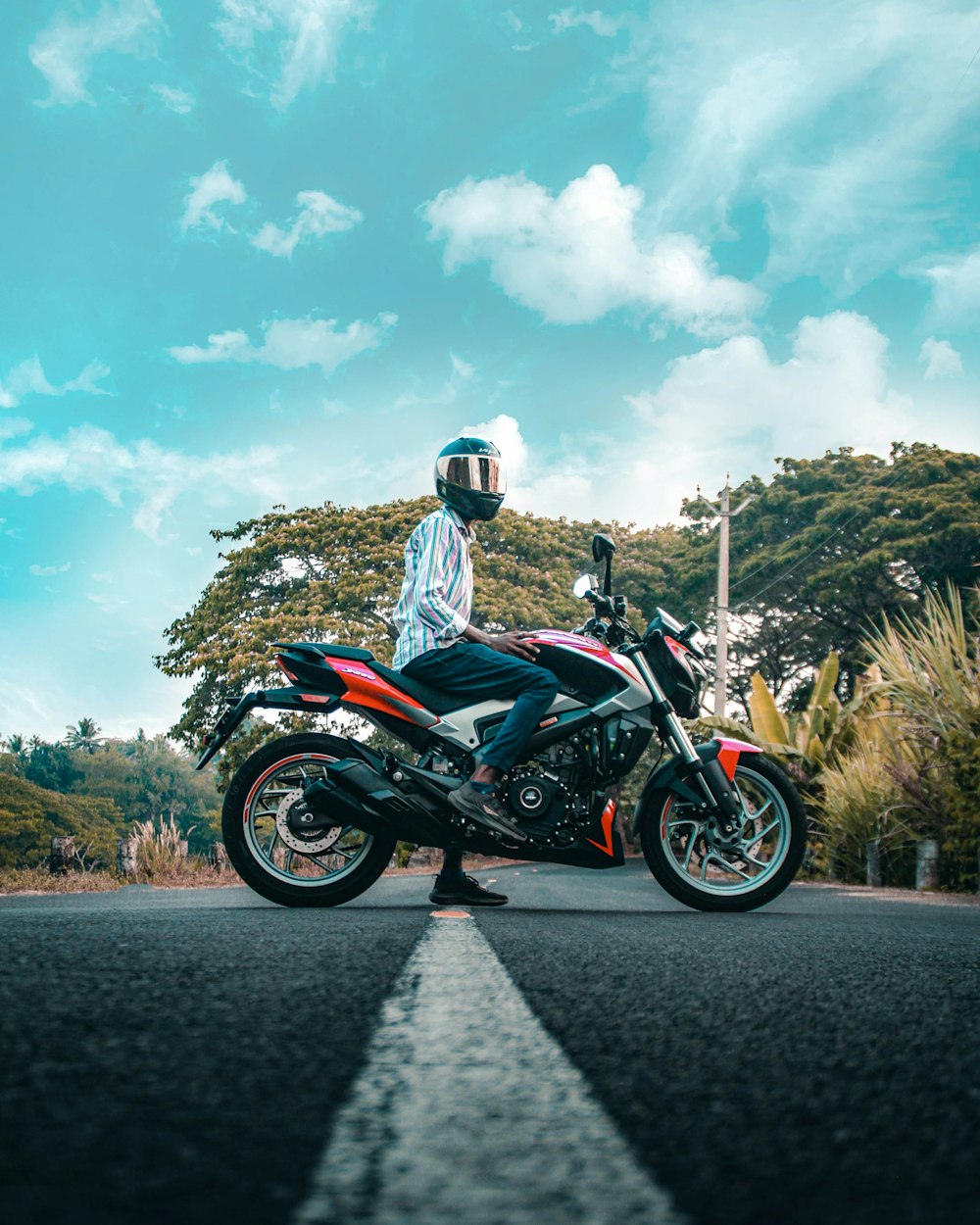 a man on a motorcycle