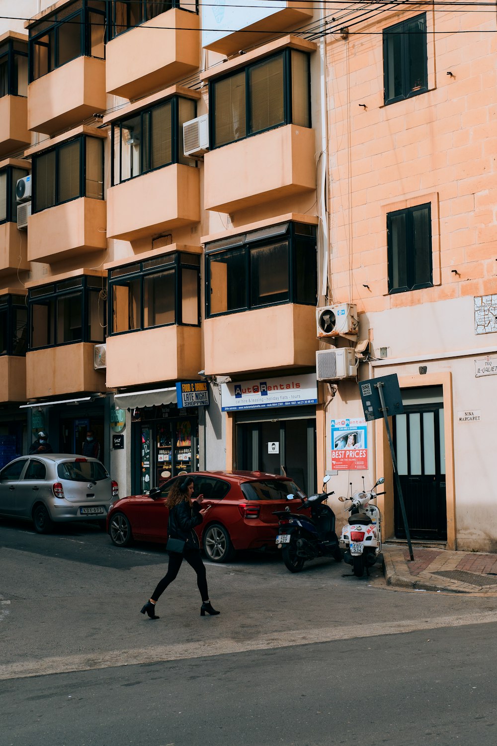 a person walking down a street