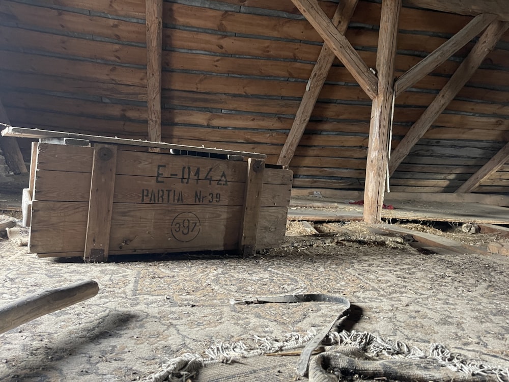 a wooden box in a snowy area