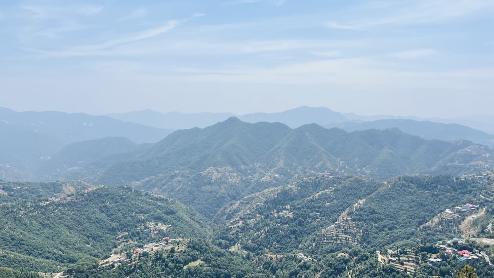 a landscape with hills and trees