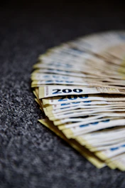 a stack of paper money