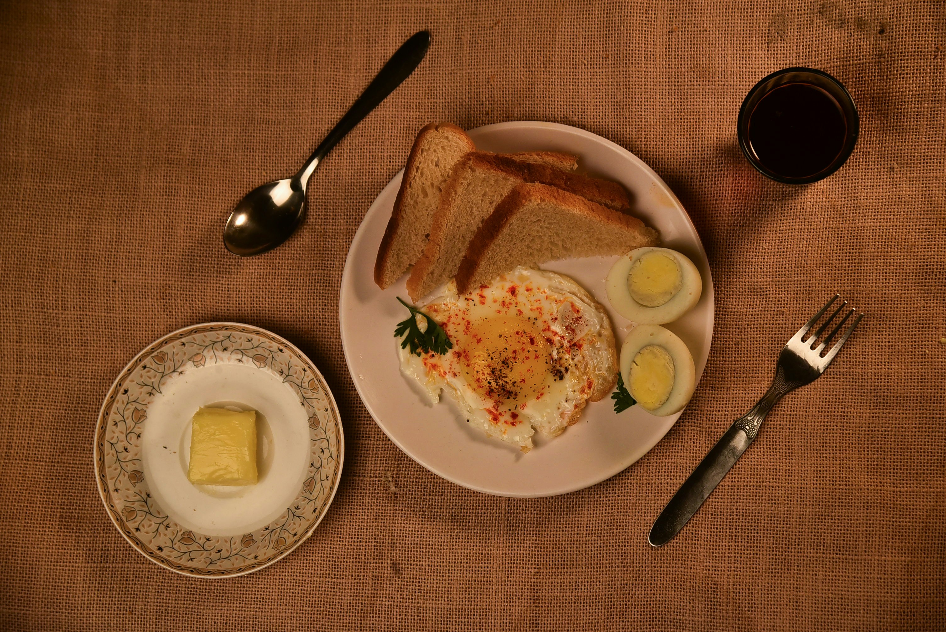 a plate of food and a fork