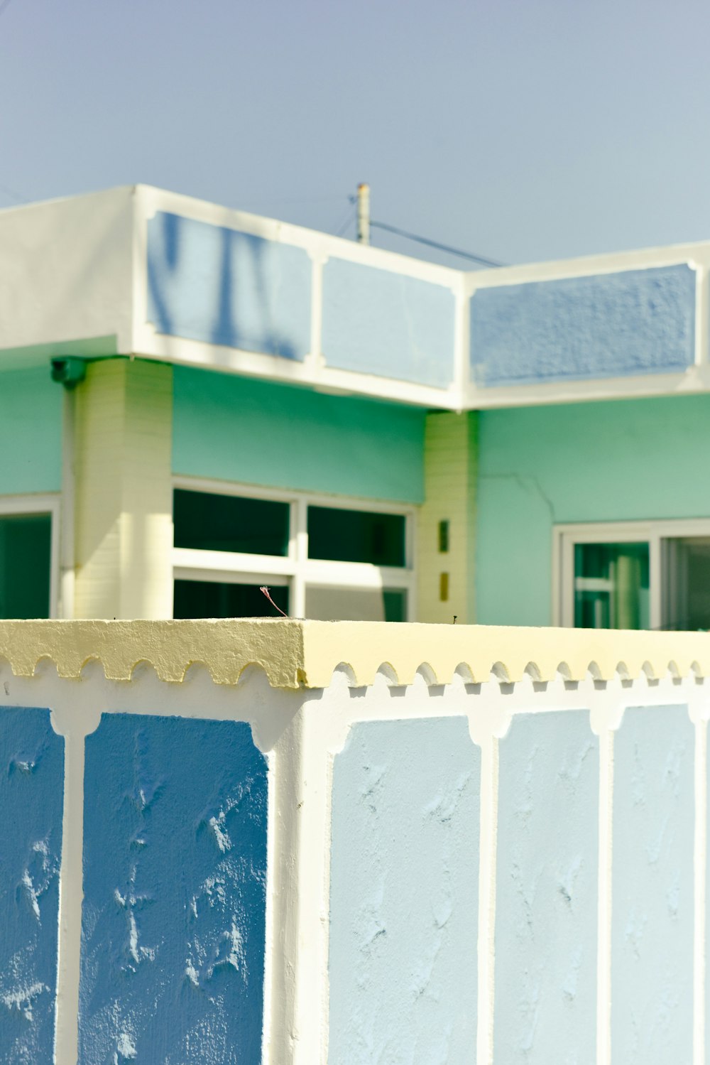 a house with a blue roof