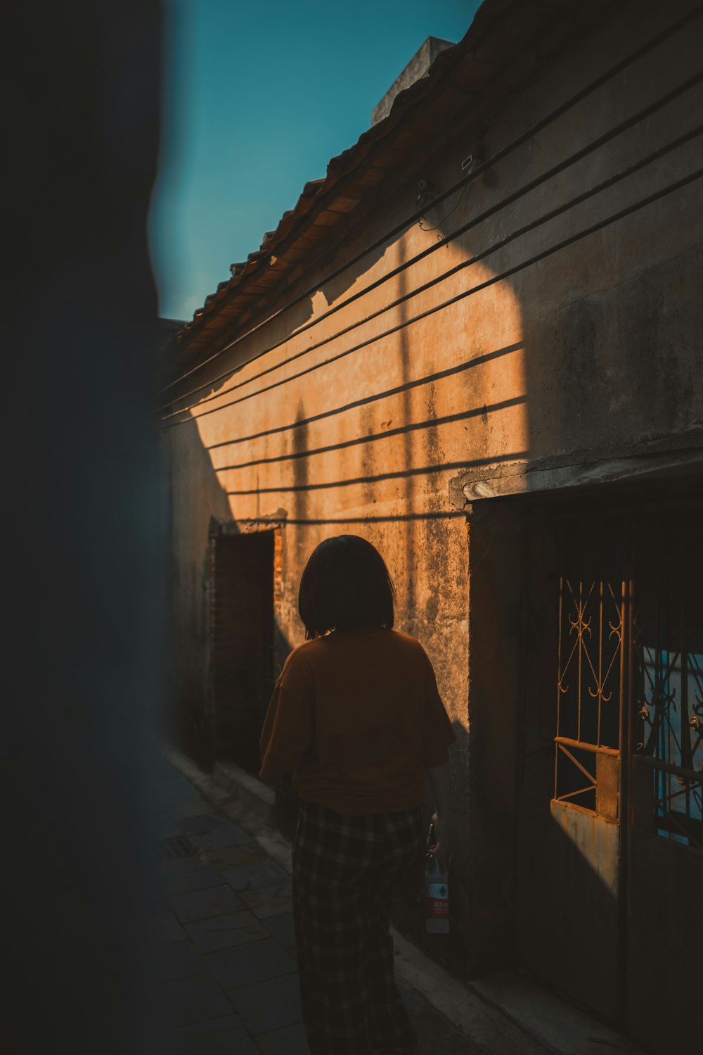 a person walking down a street