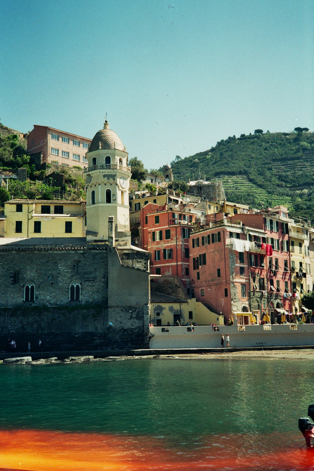 a body of water with buildings along it