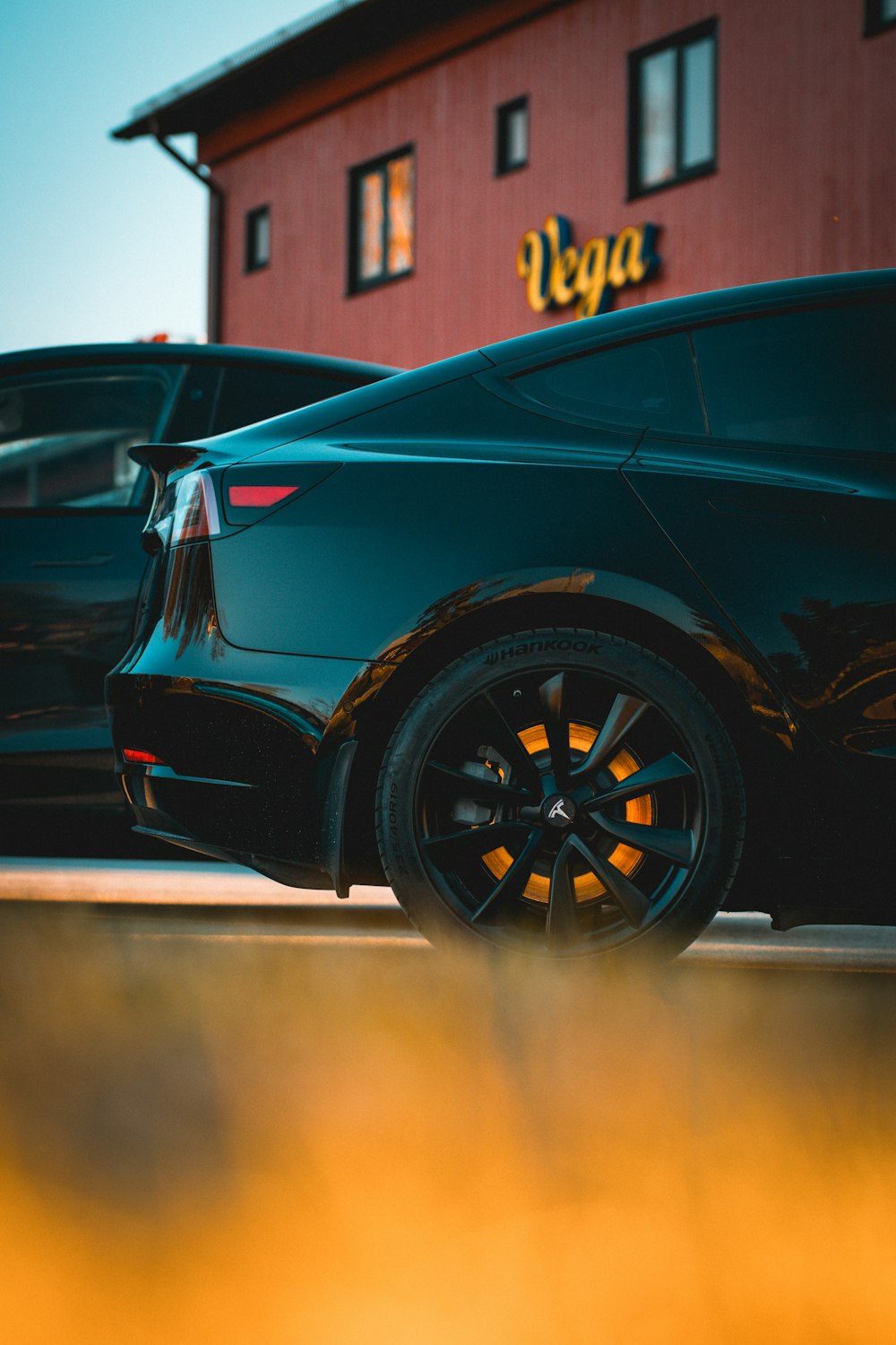 a car parked in front of a building