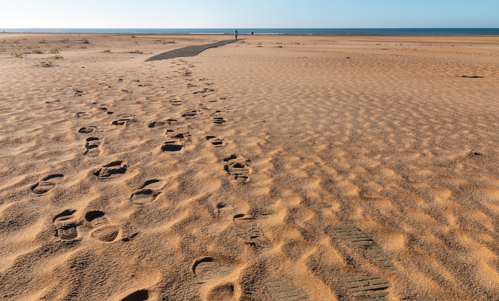 a desert with footprints