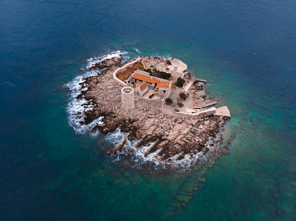 an island with a building on it