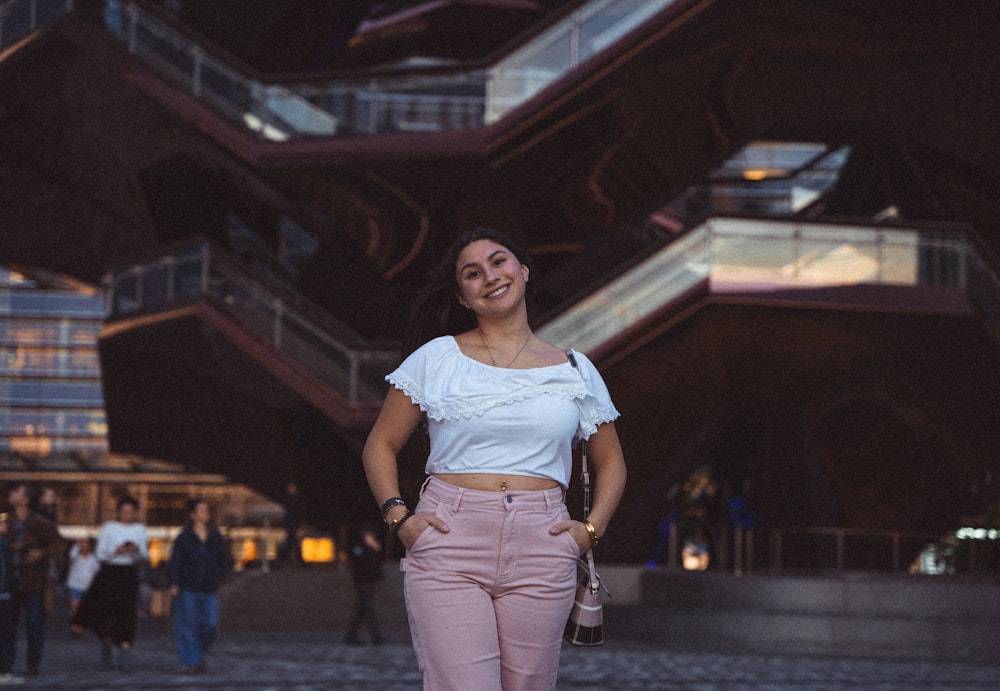 a person standing in front of a building