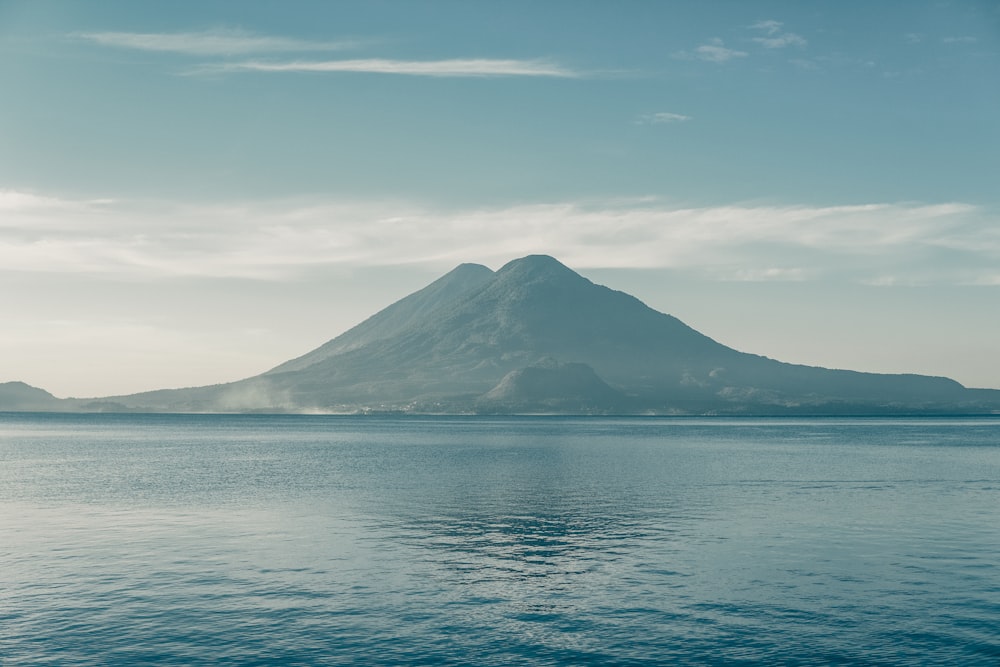 a large mountain in the distance