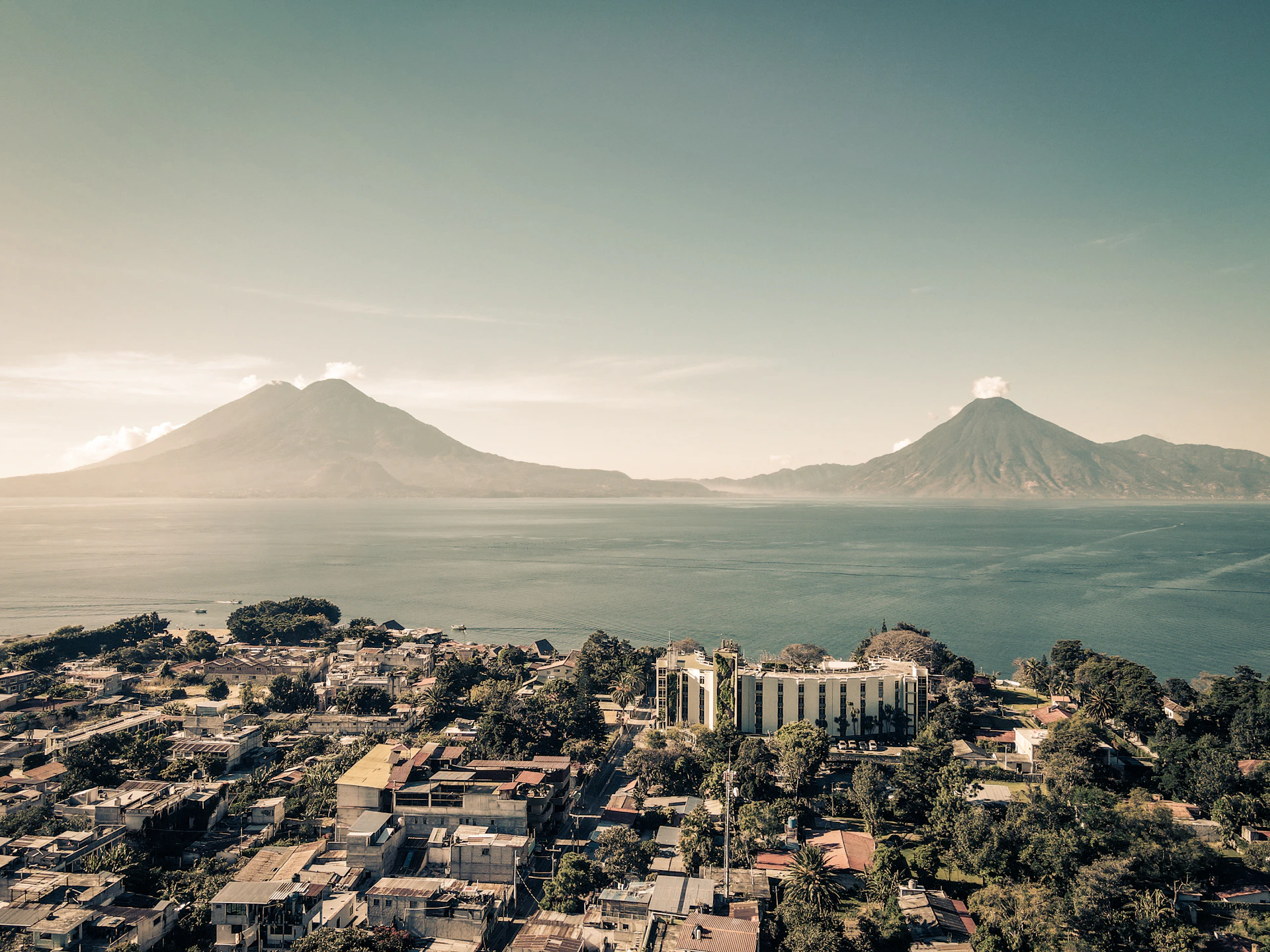 a city next to a body of water