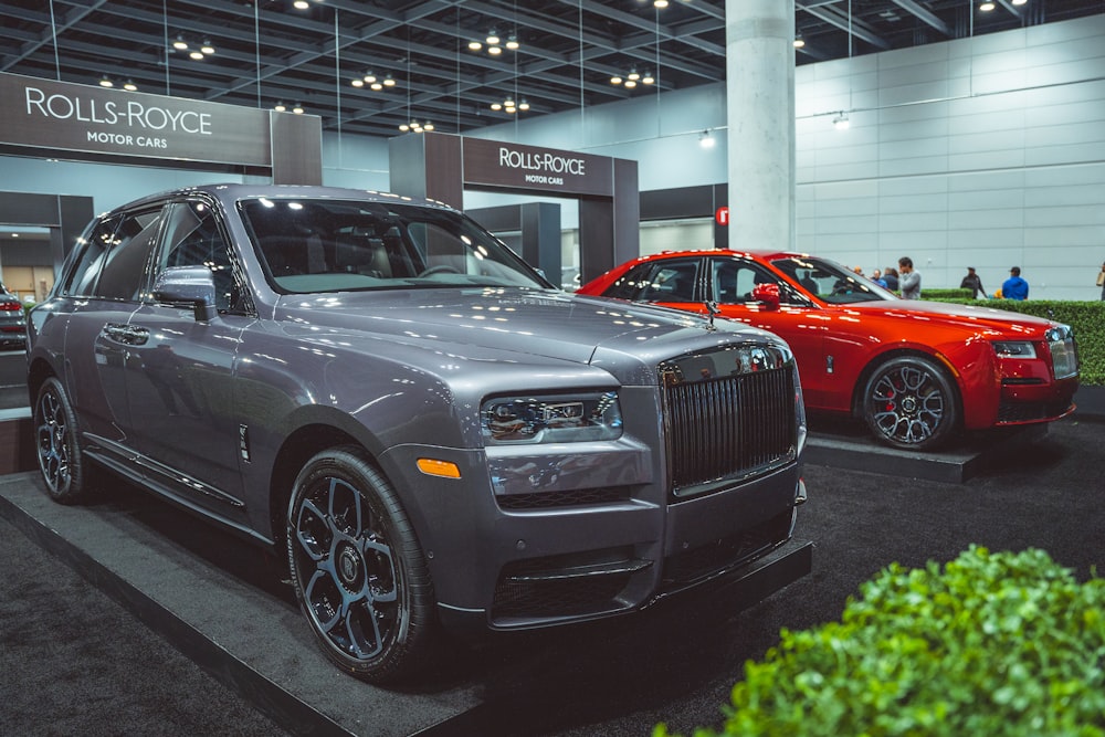 a car parked in a showroom