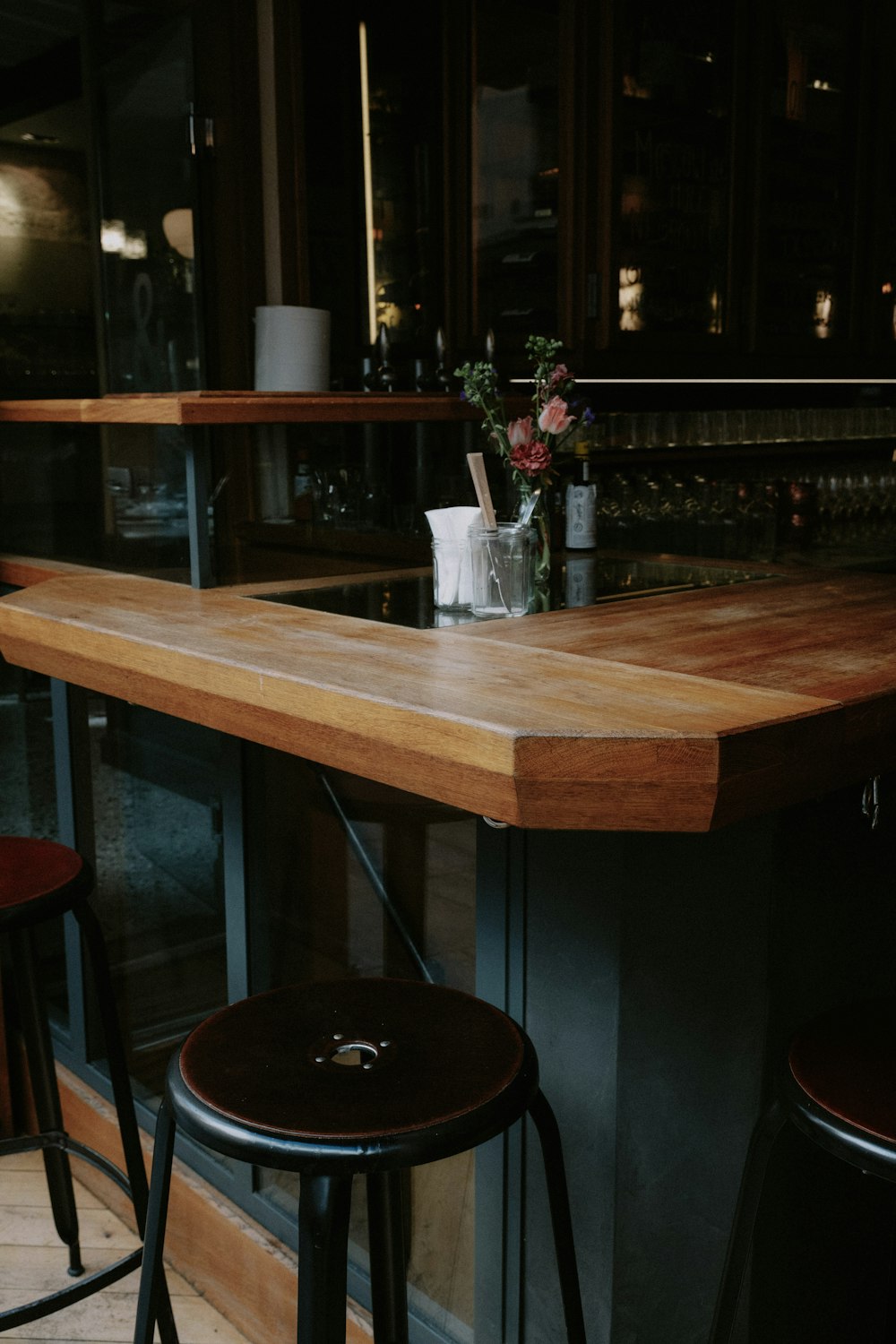 a table with a vase of flowers on it