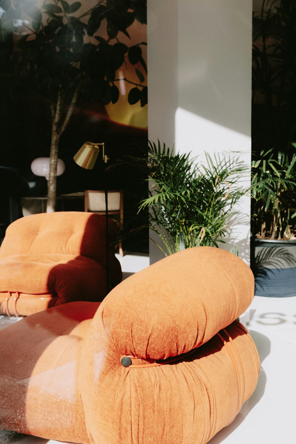 a large brown object on a couch