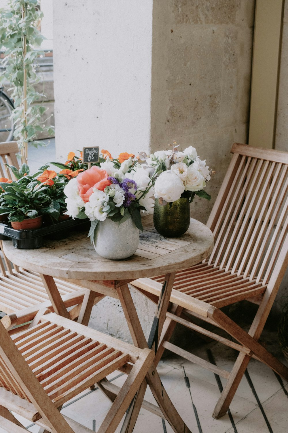 a table with flowers on it