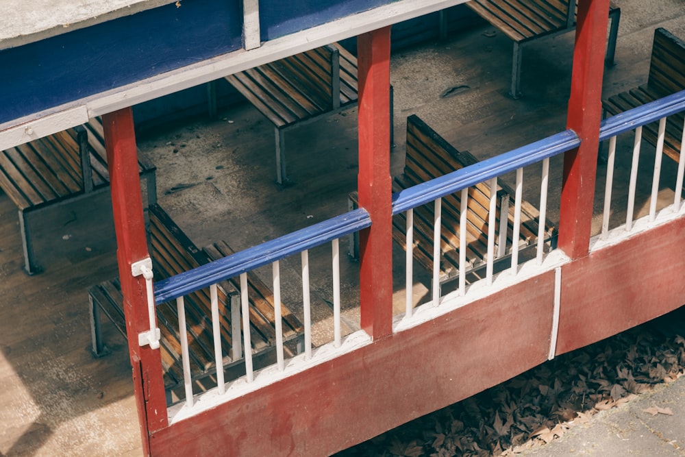 a wooden structure with a railing