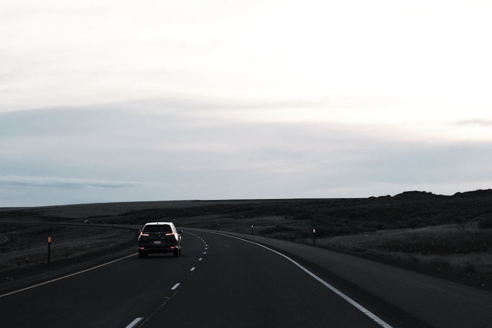 a car driving down a road