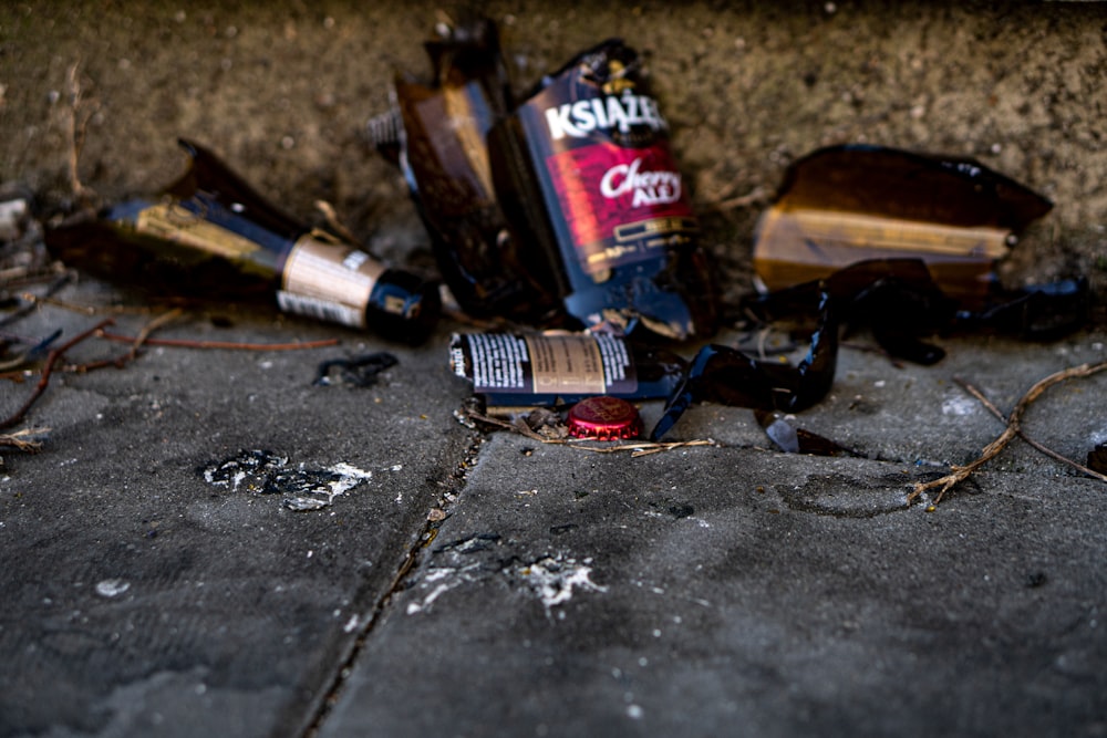 a broken bottle and a broken bottle