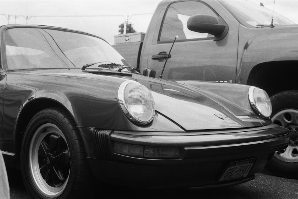 a black car with its front facing the camera