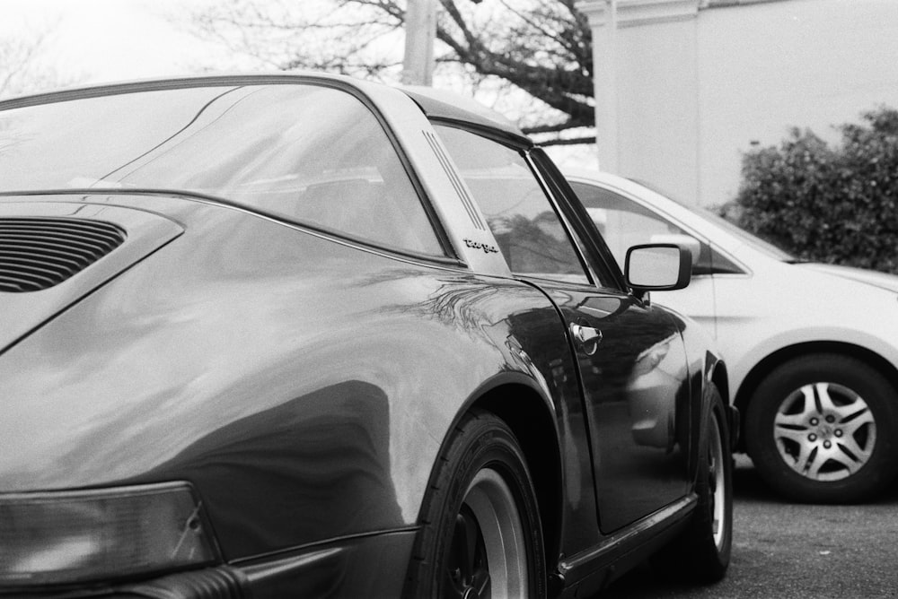 a black car parked