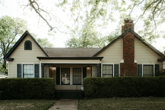 a house with a brick chimney