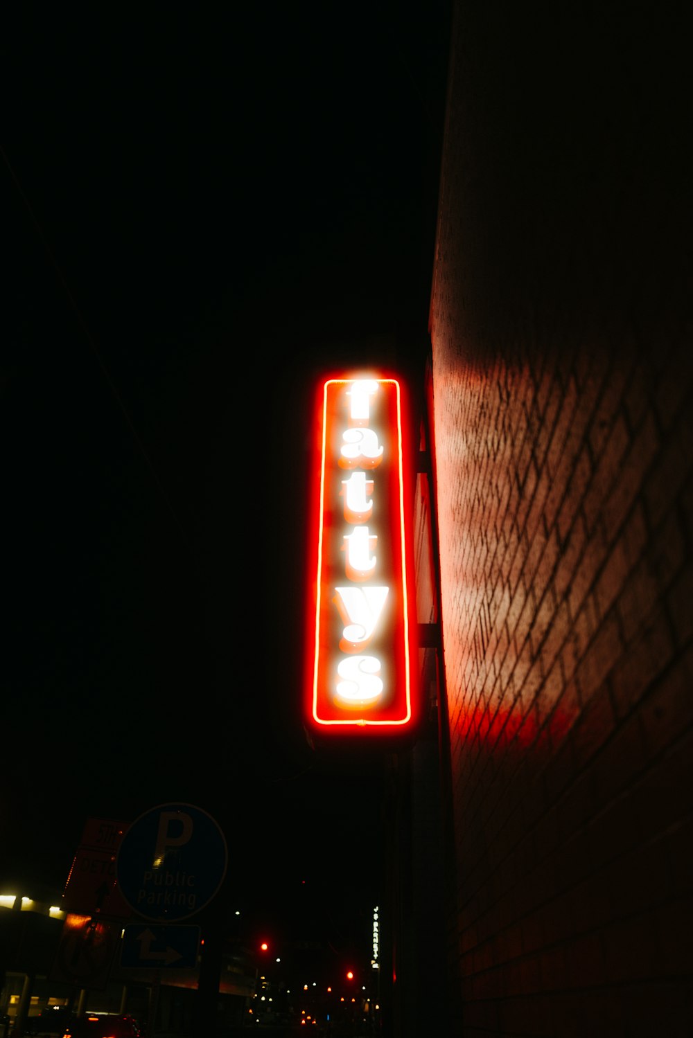 a neon sign on a building