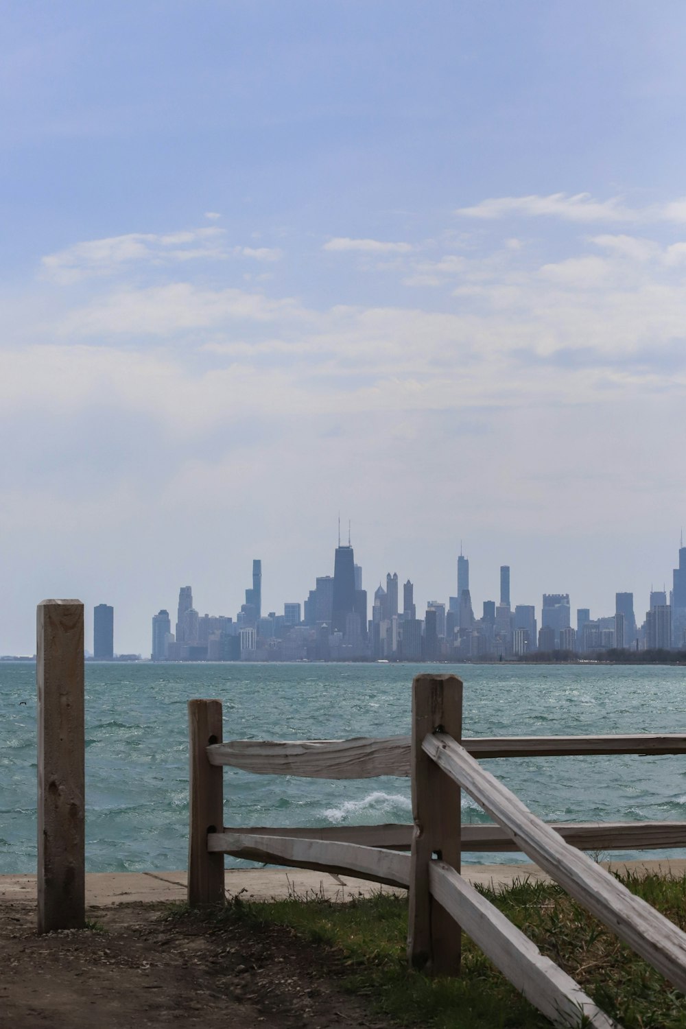 a bench overlooking a city