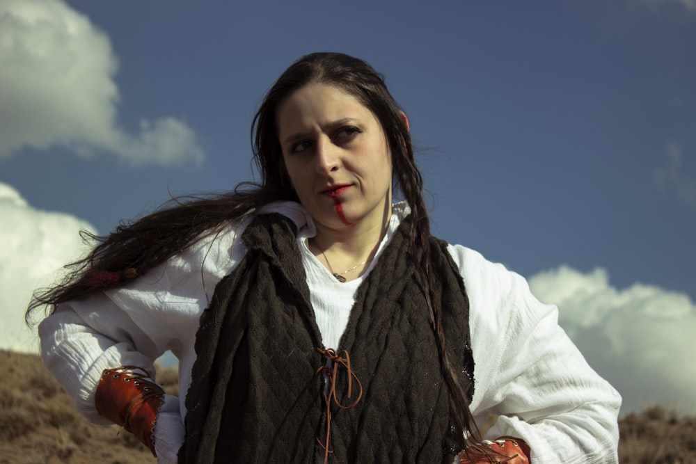 a woman with long hair