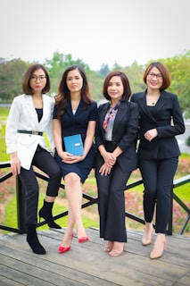 a group of women posing for a photo