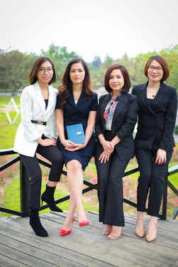 a group of women posing for a photo