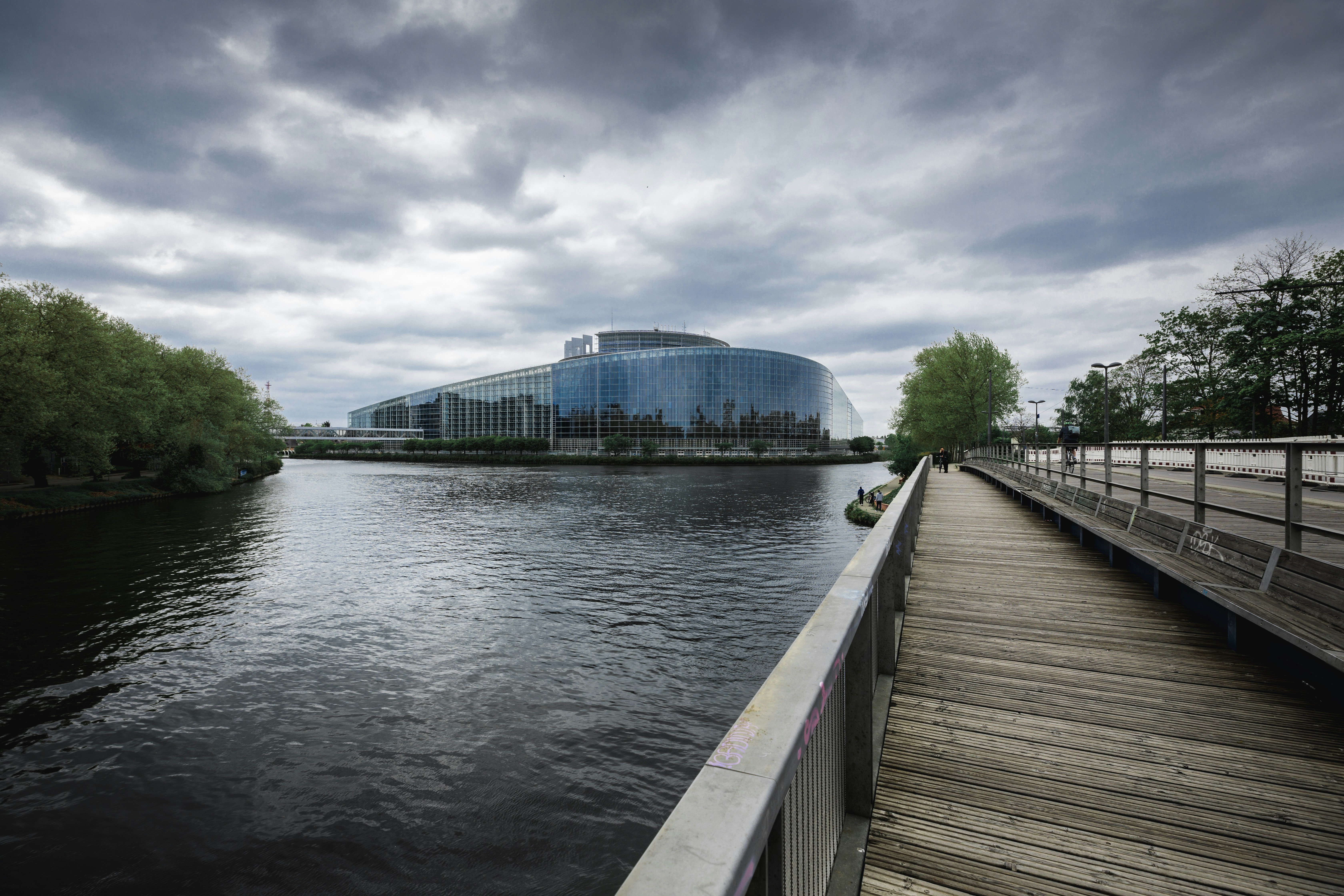 European Parliament through storm