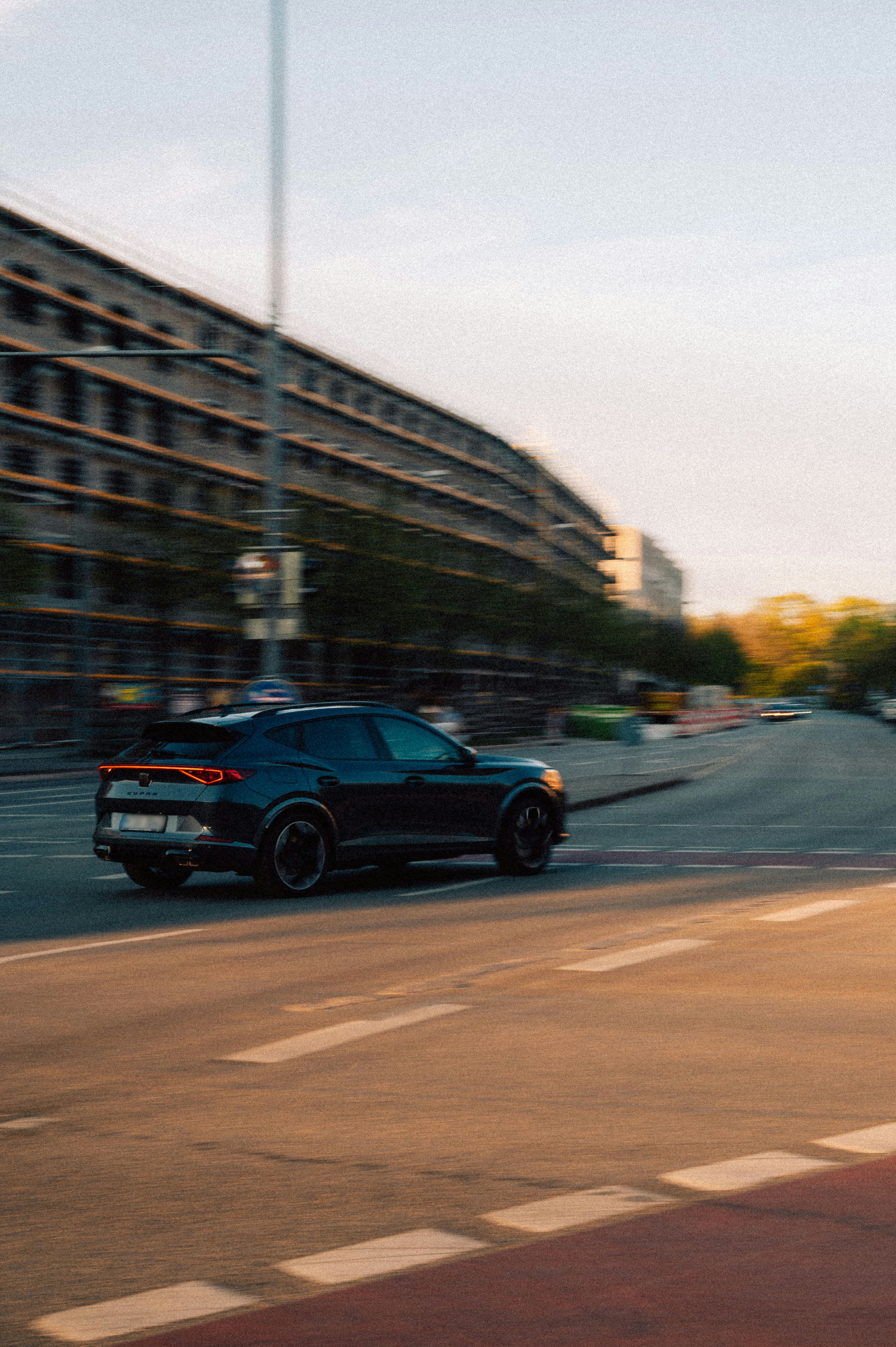 a car driving on a road