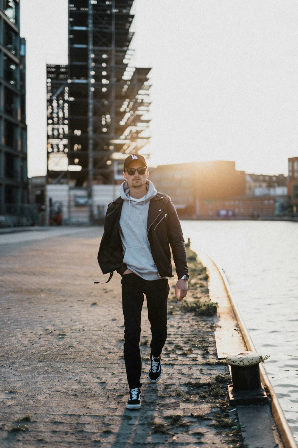 a man walking on a street