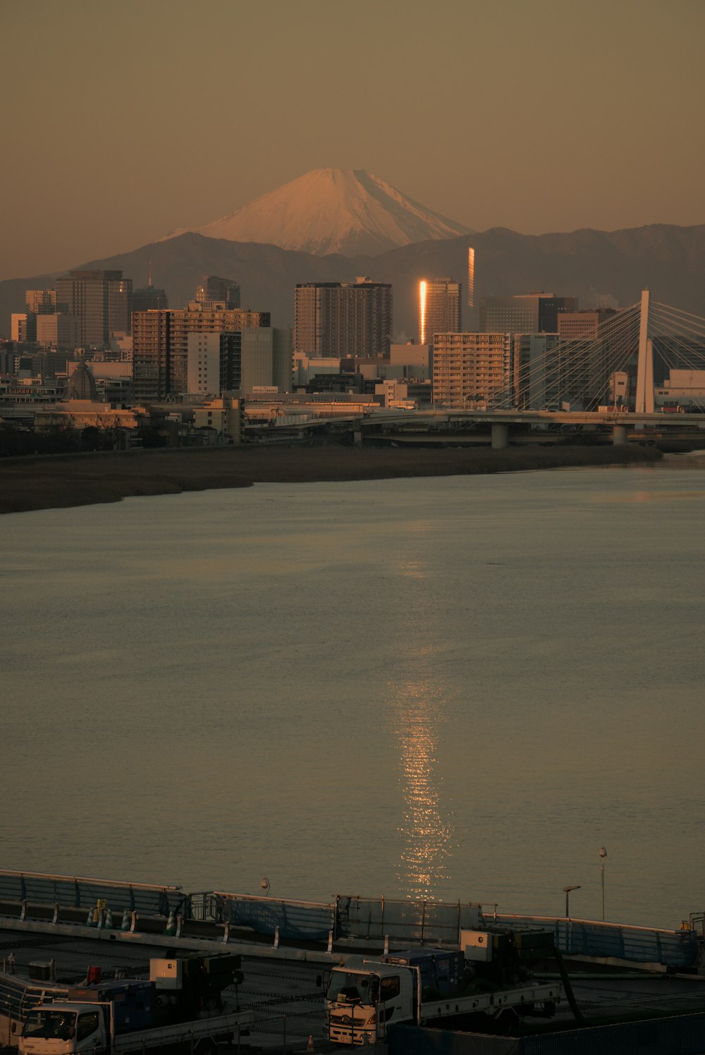 a city next to a body of water