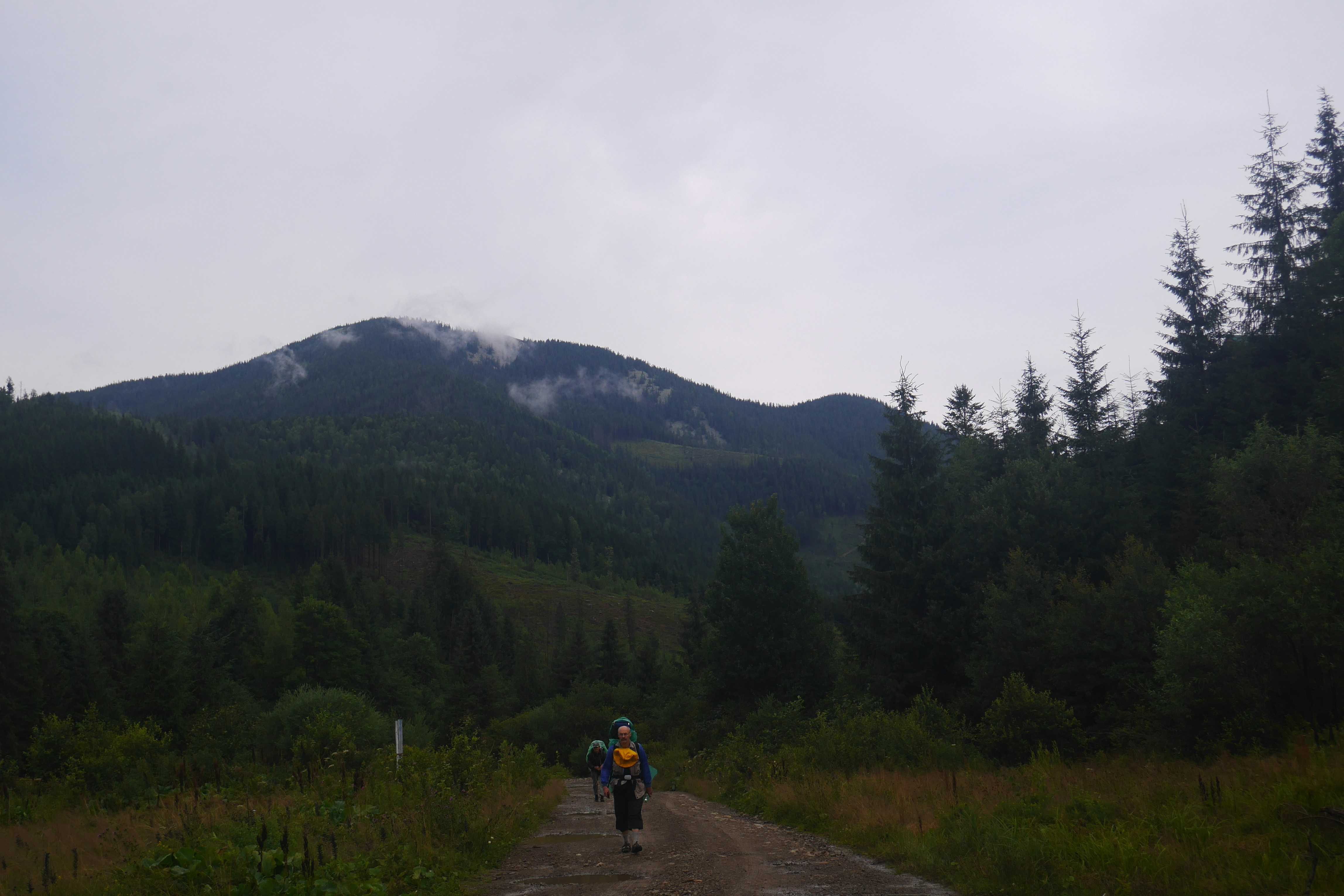 a person riding a bike on a dirt road surrounded by trees