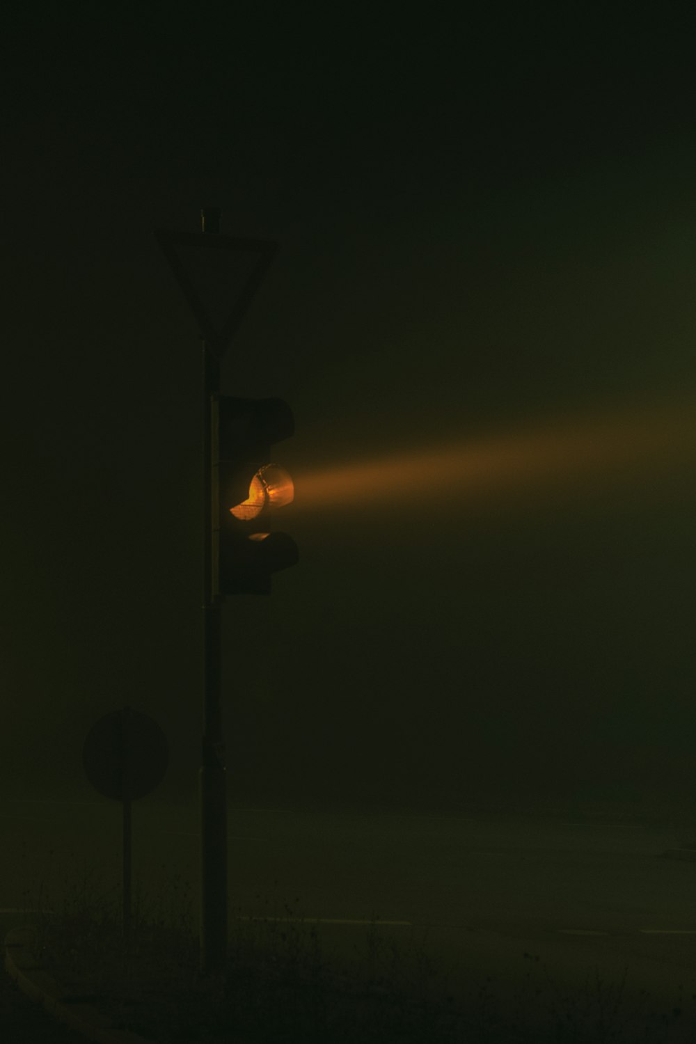 a street light at night