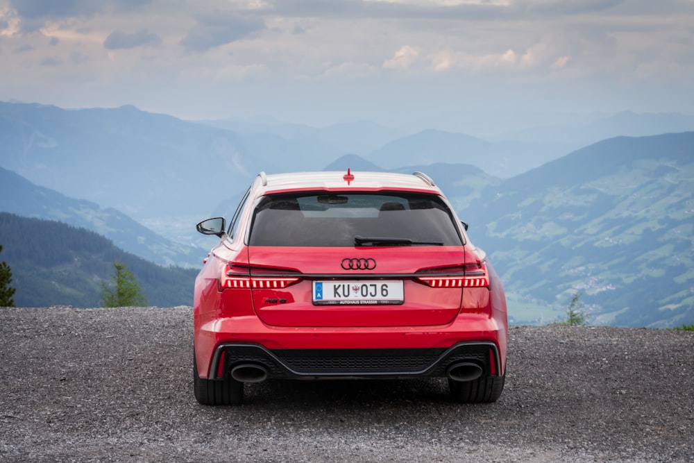 a red car on a road