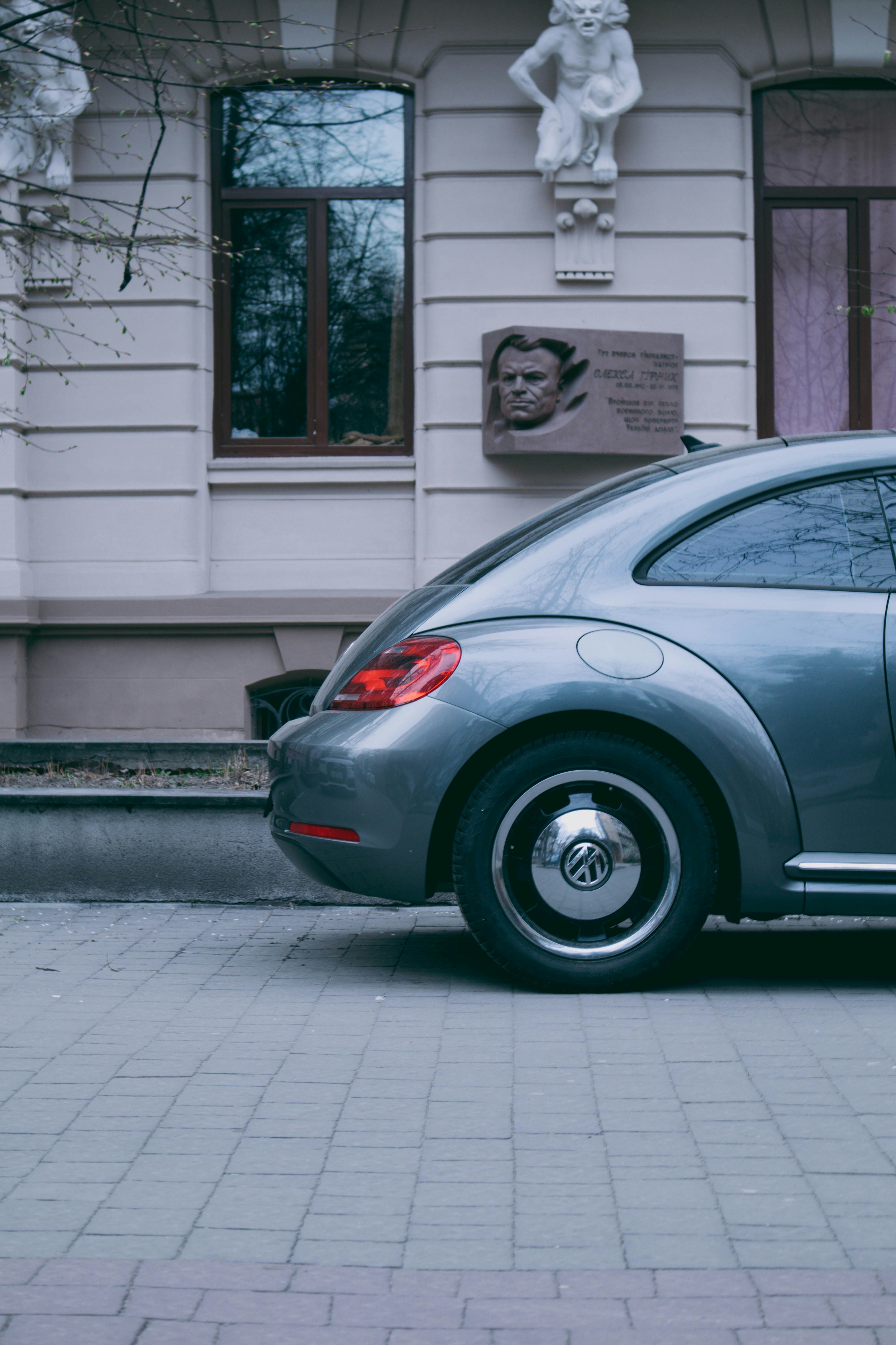 a car parked in front of a building
