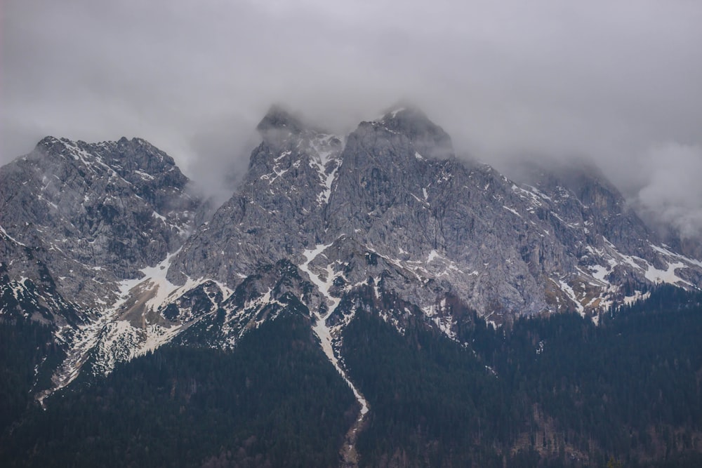 a mountain with snow