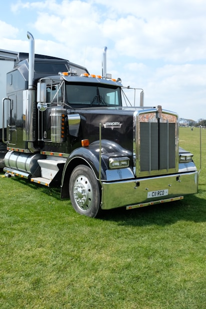 a large truck parked in a field