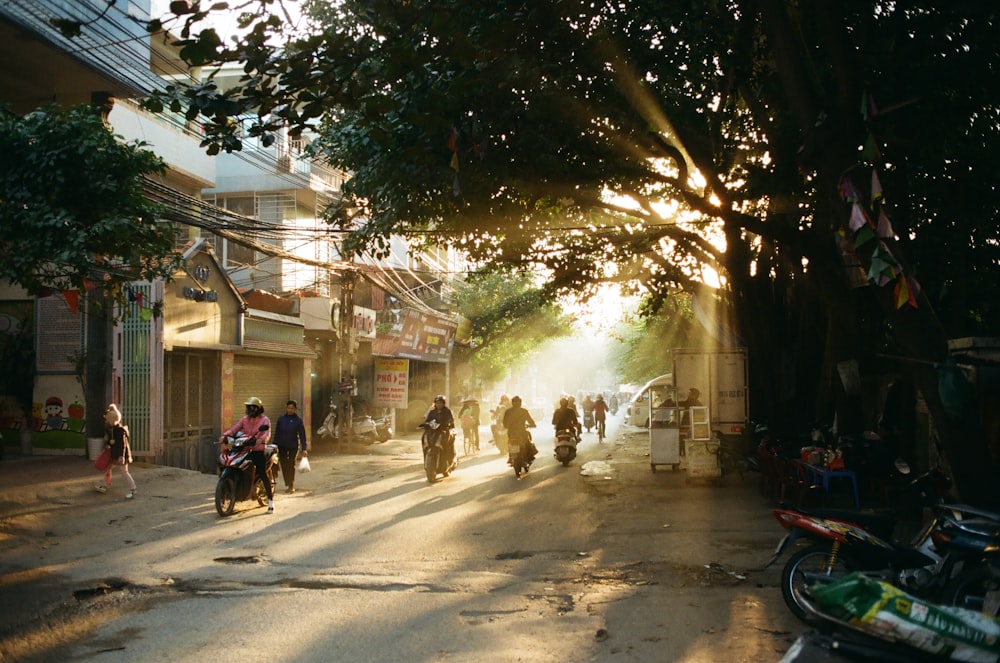 people walking down a street